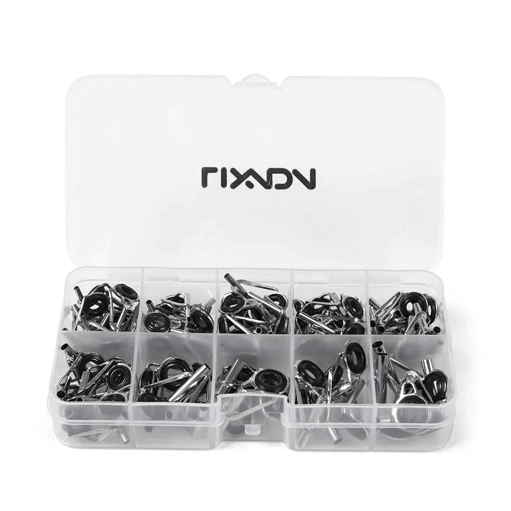 80Pcs Fishing Rod Guide Tip Repair Kit Set DIY Eye Rings Different Size Stainless Steel Frame With Box 2021 New In Fast Delivery