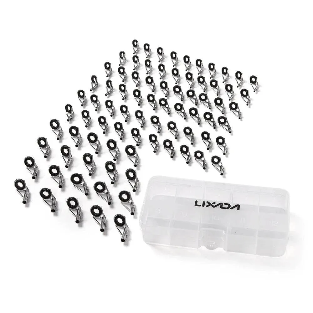 80Pcs Fishing Rod Guide Tip Repair Kit Set DIY Eye Rings Different Size Stainless Steel Frame With Box 2021 New In Fast Delivery