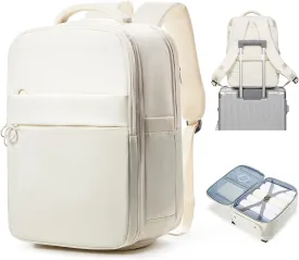 Large Travel Backpack - Carry On Flight Approved for Airplane, Travel Essentials for Women and Men, Personal Item Bag - Beige