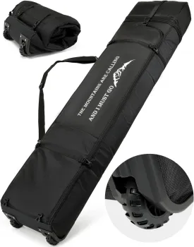 Snowboard Bag with Wheels 1680D Oxford 170cm Padded Snowboard Bag for Air Travel for Ski Boots, Helmet, Gears