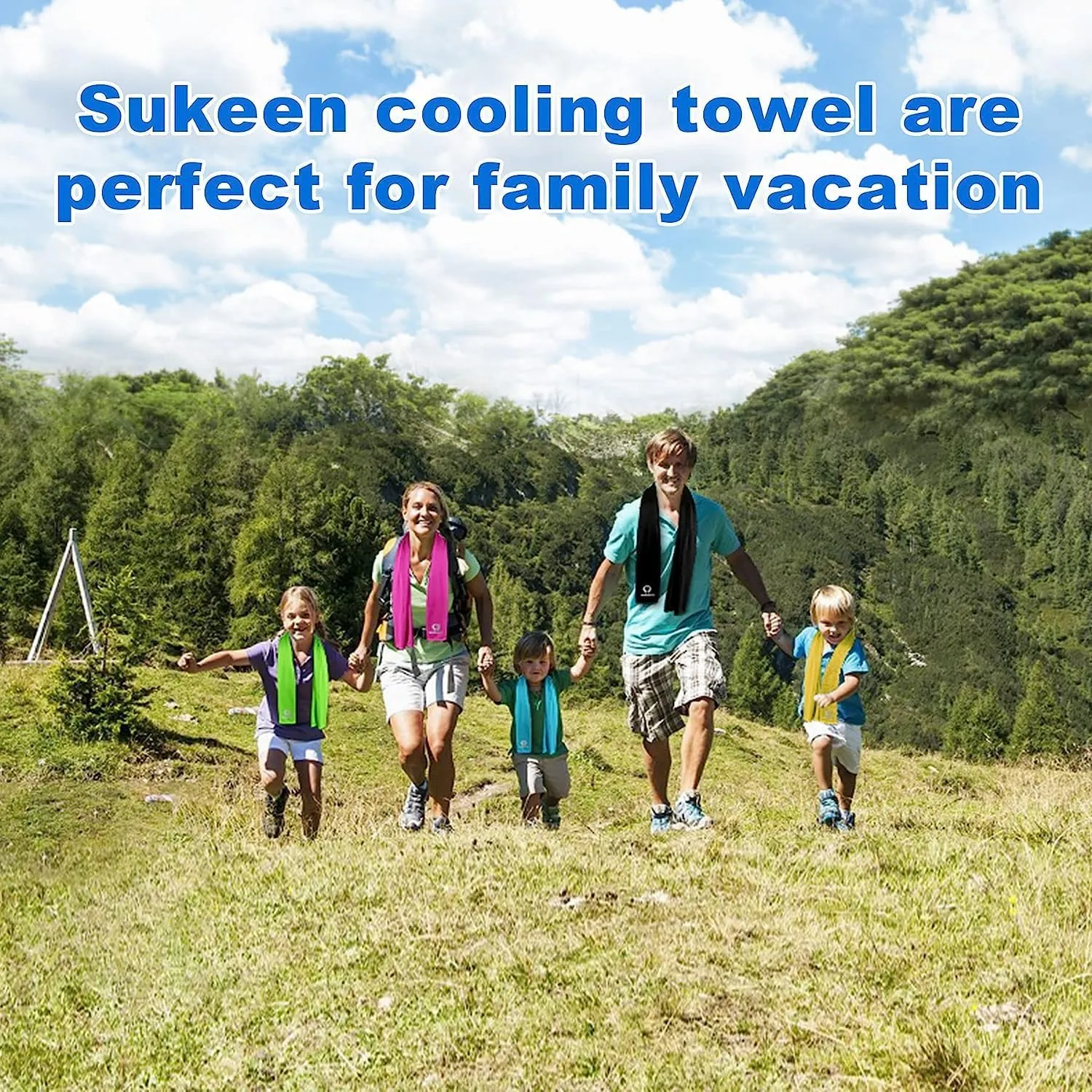 Sukeen 4Pack Cooling Towel (40"x12") for Neck and Face, Soft & Breathable Chilly Sports Towel, Quick-Drying Sweat Absorbing Cooling Neck Wraps with Cooling Tech. for Yoga, Sport, Running, Workout
