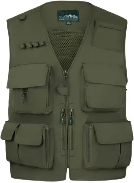 TOLOER Men's Summer Fishing Vest Multi Pockets Casual Vests Waterproof Quick Dry Outdoor Mountain Photography